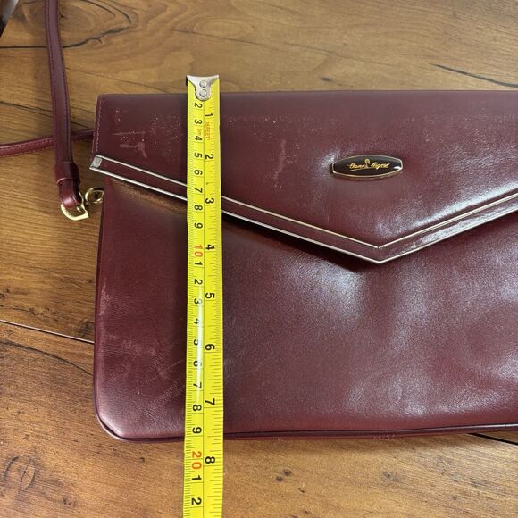 Vintage Etienne Aigner Burgundy Oxblood Leather Classic Clutch Shoulder Bag - Picture 15 of 16
